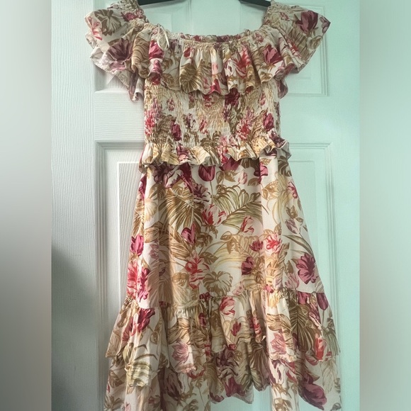 ASTR riviera mini dress tropical floral beach boho revolve small off the should - Picture 4 of 5